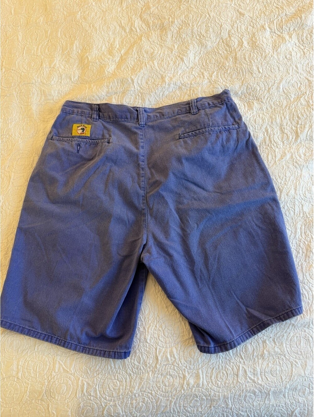 VINTAGE Duck Head Shorts Mens 34 Blue Pleated 90s Cotton Causal Golf Preppy